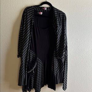 Black and Gray Striped Dress with Matching Tunic  by Inside Out